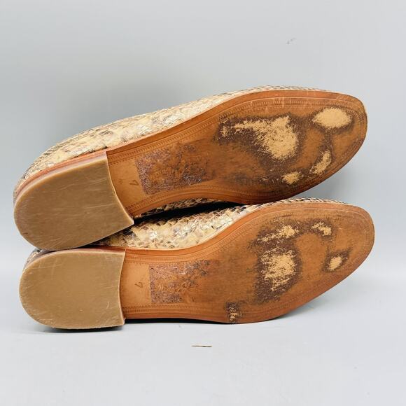 Sam Edelman Shoes Women 7 Brown Leather Loraine Horsebit Loafer Snake Print Flat - Picture 10 of 13